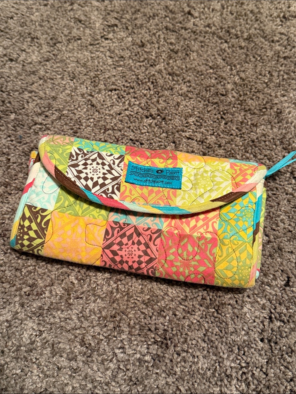 Multicolor Quilted Wristlet Wallet